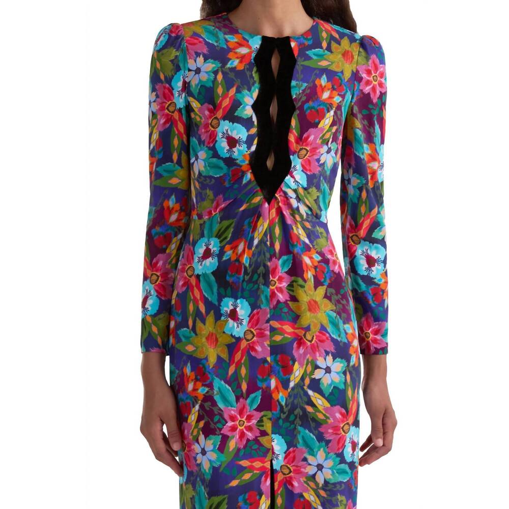 NEW SALONI feminine front slit jinx dress in stellate/black - Picture 3 of 4